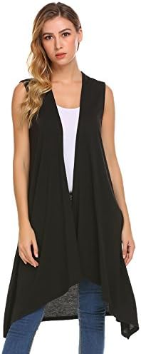 Women’s Casual Open Front Sleeveless Cardigan Asymmetric Hem Long Vest