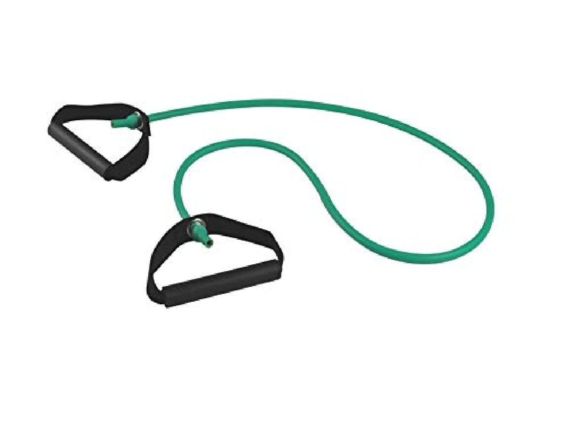 Gima - Latex Tube with Pre Attached Handles Covered in Thermoplastic Foam or TPR, Green Colour, Strength Level Light, Length 125 cm.