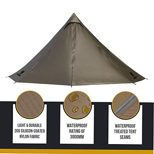 OneTigris | Black Orca Chimney Tipi Zelt mit Herd Loch, 2 Personen Smokey Hut Zelt für Trekking Camping Outdoor… – Bild 4