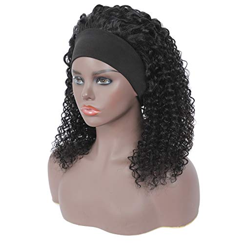 Headband-Wig-Scarf-Kinky-Curly-Wigs-for-Black-Women-None-Lace-Front-Wigs-with-Headband-Human-Hair-Mixed-Machine-Made-Wave-Natural-Color-150-Density-16-inch
