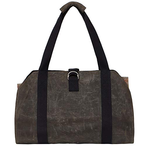 TABITORA Waxed Canvas Bag Firewood Log Carrier Outdoor Indoor Large Capacity Durable Holders Woodpile - Thumbnail 2