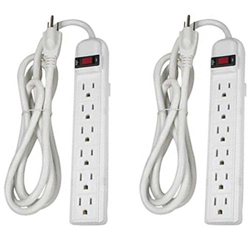 6 Outlet Surge Protector with 6ft Power Cord - White - 2 PACK