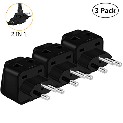 Switzerland Power Adapter, UROPHYLLA 3-Pack Type J Outlet Travel Plug Adapter for Switzerland with Grounded Universal 2 in 1 Feature [Black] - Thumbnail 2