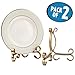 mDesign Decorative Metal Display Easel, Cookbook Holder, and Plate Stand for Kitchen and Household Storage of Tablets, Books, Plates, Pictures, Displays - Medium, 2 Pack - Aged Brass