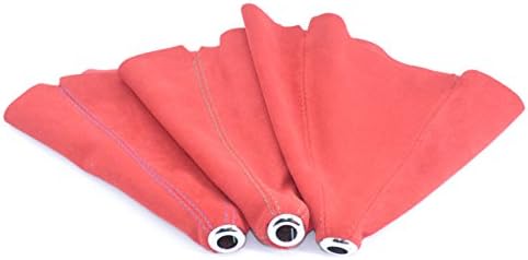 Suede OMP Shift Boot for Manual Automatic Car/Auto Gear Shift Knob Cover MT/AT Universal Type(Red)
