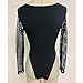 NE Norboe Long Sleeve Mesh One Piece Swimwear Sexy Bodysuit Monokini High Waisted Thong Swimsuit with Diamond Zipper (Black, S)