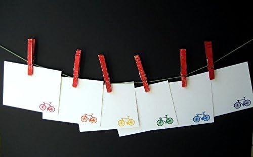 Gocco Printed Bicycle Notecards (Rainbow 6 pack)