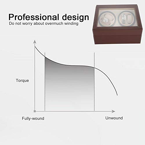 TMISHION Watch Winder Box, 4 Automatic Watches + 6 Grids Watch Storage Case Quiet Motor Multiple Rotation(Brown+US Plug)