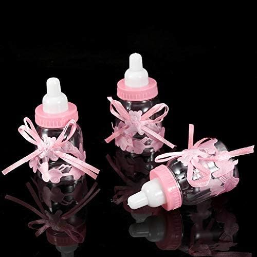 Wifehelper 24Pcs Fillable Bottles Food Grade Plastic Sweet Candy Chocolates Box Gift for Baby Shower Birthday Party Wedding Decorations(Pink) - Image 4