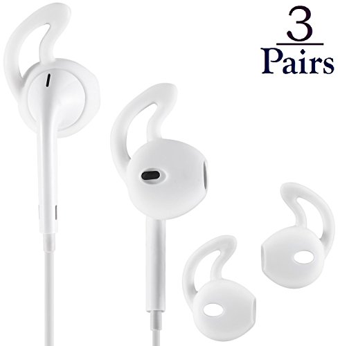 Josi Minea x3 Pairs [ Apple EarPods ] Anti-Slip Earbud Cover with Earhooks - Soft Silicone Tips with Ear Hook Attachments for Apple EarPod Earphones iPhone Headphones [ 3 Pairs - White ] - Thumbnail 7