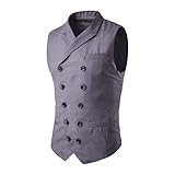 MAGE MALE Men's Suit Vest Designer Solid V-Neck Double Breasted Lapel Slim Fit Business Dress Waistcoat