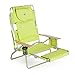 Ostrich Deluxe 3 in 1 Beach Chair with Face Opening - Portable, Reclining Lounger for Tanning - Face Hole for Reading on Stomach - Padded Footrest, Removable Pillow - Aluminum (Green)