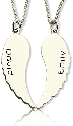 2pcs Couples Necklace Customied Cute Angel Wings Necklaces Pendant Friend Christmas Gift Valentine Gift (gold-plated-base 22"(55cm))