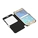 MTRONX Phone Case for Samsung GalaxyS6, S6, Window View Magnetic Closure Twill PU Leather Ultra Folio Flip Slim Case Cover - Black(MG1-BK)