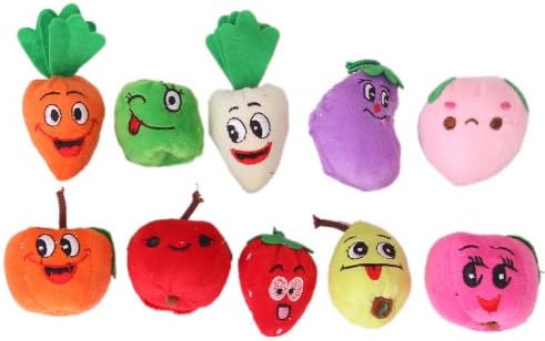 10 Pcs Velvet Fruit Vegetable Finger Puppets Set