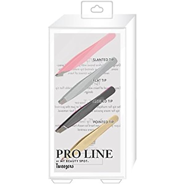 Pro Line By My Beauty Spot 4 Piece Complete Tweezer Set Slanted Flat Angeled Pointed Beauty Personal Care Amazon Com