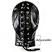 Adavidsource All-Inclusive Leather Head Hood Adult Restraints Hood Mask Nose Holes Breathable Bondage Mask for Unisex SM Flirting Head Mask