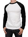 Teejoy Men's Basic Full Raglan Sleeve Baseball Tee Shirt (L, Black/White)