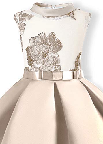 AYOMIS Flower Girl Pageant Dress Kids Party Embroidery Wedding Dresses 2-9 Years(Apricot,8-9Y) - Thumbnail 3
