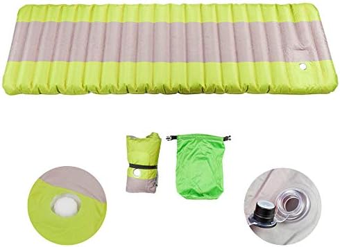Inflating Camp Mat,Floating Ultralight Sleeping Pad Waterproof Single Air Mattress with Carrying Bag for Travel Hiking Outdoor Bright Green