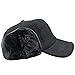 eYourlife2012 Mens Winter Wool Fleece Faux Fur Outdoor Peaked Baseball Cap Hat with Ear Warmer Black