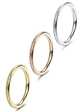 FIBO STEEL 3 Pcs 2MM Stainless Steel Womens Stacking Rings for Girls Wedding Engagement Rings,Size 8