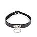 Adjustable Punk Style Black Leather Choker Necklaces for Women and Men (Black-1)