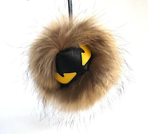 AURORA168 Mink Fox Fur Monster Bugs Pom Pom Doll Ball Key Ring/ Keychain /Bag Charm (Brown/black)