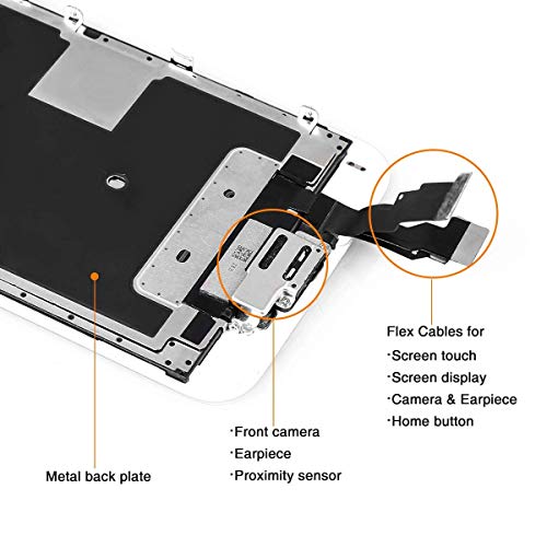 Compatible with iPhone 6s Screen Replacement White, LCD Display & Touch Digitizer Assembly with Proximity Sensor, Front Camera, Ear Speaker, Screen Protector and Repair Tool Kit (iPhone 6s White)