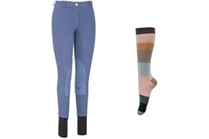 TuffRider Women Starter Lowrise Pull On Breeches with Free Assorted Striped Socks