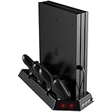 Kootek Vertical Stand for PS4 Pro with Cooling Fan, Controller Charging Station for Sony Playstation 4 Pro Game Console, Charger for Dualshock 4 (Not for Regular PS4/Slim)