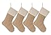 WeiVan Set of 4 Christmas Stocking Large Size Plain Burlap Stocking Christmas Decor