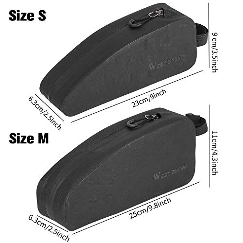 WESTGIRL Bicycle Top Tube Storage Bag, Waterproof Triangle Bike Handlebar Front Frame Pouch Large Capacity Lightweight Pack Road Mountain Cycling Accessories (Black)