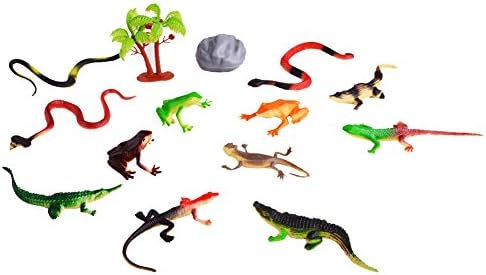 Emorefun Joe Jungle Plastic Animals Figure Toy Reptile Animal Rubber Model Figure Educational Toys Playset of 12 pcs