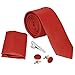 Bundle Monster Mens Skinny Tie Package, Slim Thin Necktie 4pc Set, for Men's Suit Accessories and Business Attire, Complete Set Kit for Weddings, Graduation, Father's Day and Holidays - Red