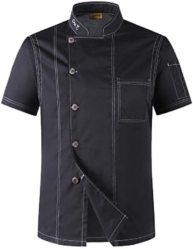 EKU Men Coat Short Sleeve Chef Jacket Restaurant Cook Uniform