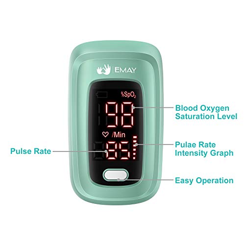 EMAY Fingertip Oxygen Monitor | Blood Oxygen Saturation Monitor with Heart Rate Display
