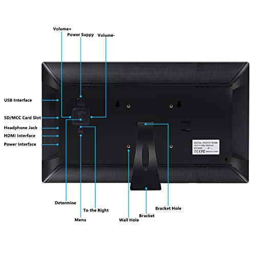 Kalawen15.6 inch Digital Photo Picture Frame IPS Screen Full HD 1920x1080 Include 32GB SD Card with Background Music Support 1080P Video HDMI Thumb USB Drive, SD/MMC/MS Card