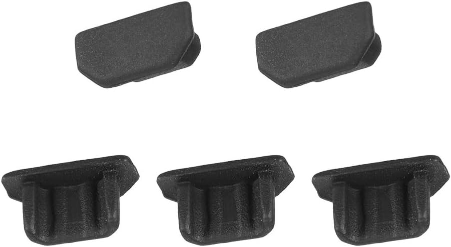 MACHSWON 5Pcs Silicone Micro USB Anti-Dust Cap Cover for Cell Phone, Dustproof Plug Caps, Black