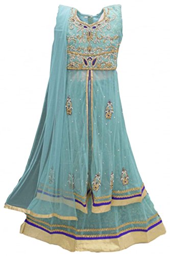 GLC3106 Teal and Gold Girl's Lengha Choli