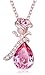 FAPPAC Flower Pendant Necklace Enriched with Swarovski Crystals, 18k Rose Gold Plated - Pink
