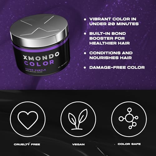 XMONDO Semi Permanent Purple Hair Color with Hyaluronic Acid, Vegetable Proteins, and Bond Boosting - 8oz