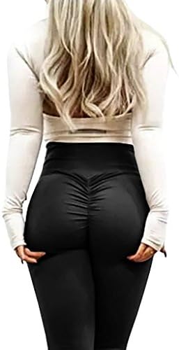 Deargles Women Sexy Ruched Butt High Waist Yoga Pants Butt Lift Leggings Waisted Workout Tummy Control Gym Yoga Pants Black S