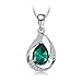 JewelryPalace Gemstone Birthstone Necklace Pear 2.7ct Simulated Emerald Pendant Necklace For Women 925 Sterling Silver Necklace Chain Box 18 Inches