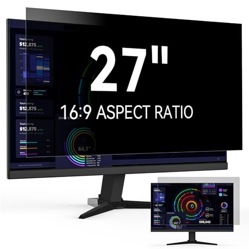 Protescreen Widescreen Computer 27 Inch Privacy Filter, Removable Screen Protector Film, Anti-Spy Blue Light Anti-Spy Coating for PC & Monitor 27 Inch 16:9