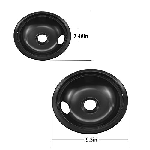 Bestong 4-pack Gas Stove Burner Covers Stainless Steel Reflector Bowls Stove Drip Pans for Frigidaire Kenmore 5304430149, 5304430150 - Black - Thumbnail 4
