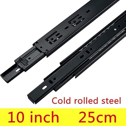 2 Pair 10 Inches 25cm Three Sections Drawer Track Slide Guide Rail