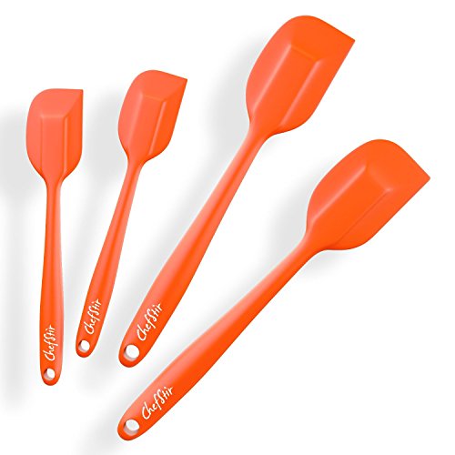 ChefStir Silicone Spatula Set of 4 - Heat Resistant Kitchen Spatulas - Best for Nonstick Cookware (Orange)