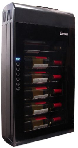 Vinotemp VT-6TED-WB 6 Bottle Wall-Mounted Thermoelectric Wine Cooler, Black