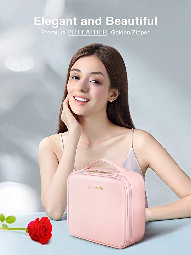 Luxtude Travel Makeup Bag Makeup Case Cosmetic bag, 2-Layer 10.4” Large PU Leather Make up bag, Portable Professional Makeup Train Case Cosmetic Artist Storage Organizer with Dividers for Women (Pink) 2 Luxtude Travel Makeup Bag Makeup Case Cosmetic bag, 2-Layer 10.4” Large PU Leather Make up bag, Portable Professional Makeup Train Case Cosmetic Artist Storage Organizer with Dividers for Women (Pink)